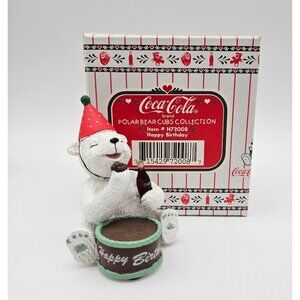 Coca Cola Polar Bear Cubs Figurine Happy Birthday Chocolate Cake